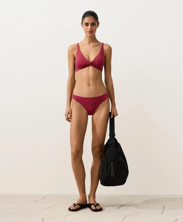 Braguitas de bikini clásicas de jacquard geométrico Braguitas de bikini clásicas de jacquard geométrico