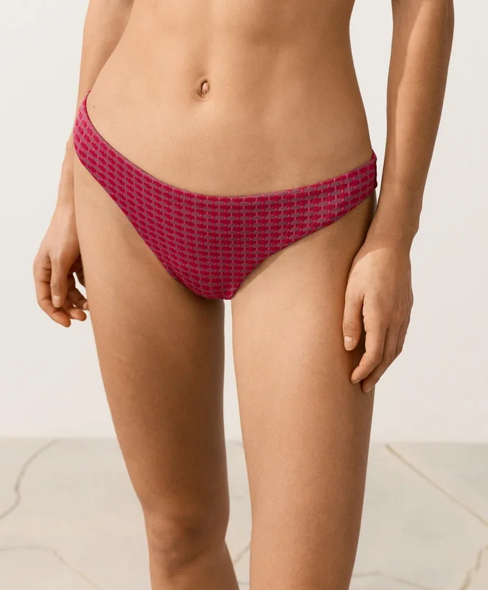 Braguitas de bikini clásicas de jacquard geométrico Braguitas de bikini clásicas de jacquard geométrico