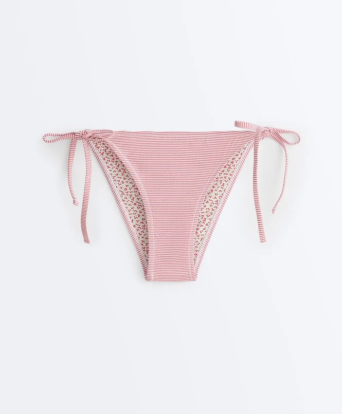 Braguitas de bikini de cobertura media a rayas con lazos Braguitas de bikini de cobertura media a rayas con lazos