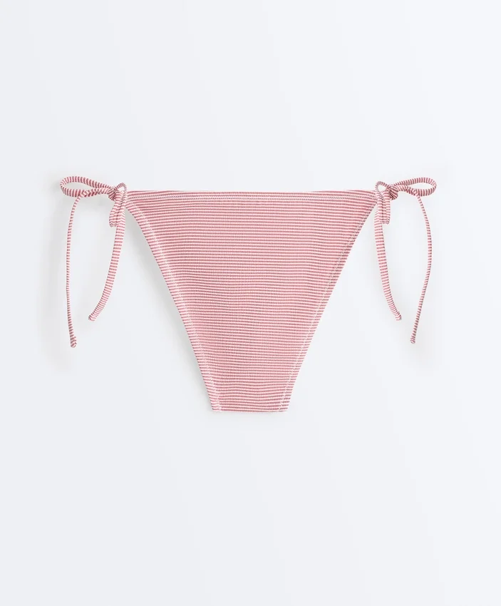 Braguitas de bikini de cobertura media a rayas con lazos Braguitas de bikini de cobertura media a rayas con lazos