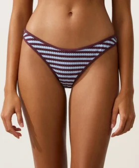 Braguitas de bikini de cobertura media con corte en U y rayas texturizadas