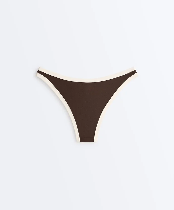 Braguitas de bikini de cobertura media con corte en U y ribete en contraste Braguitas de bikini de cobertura media con corte en U y ribete en contraste
