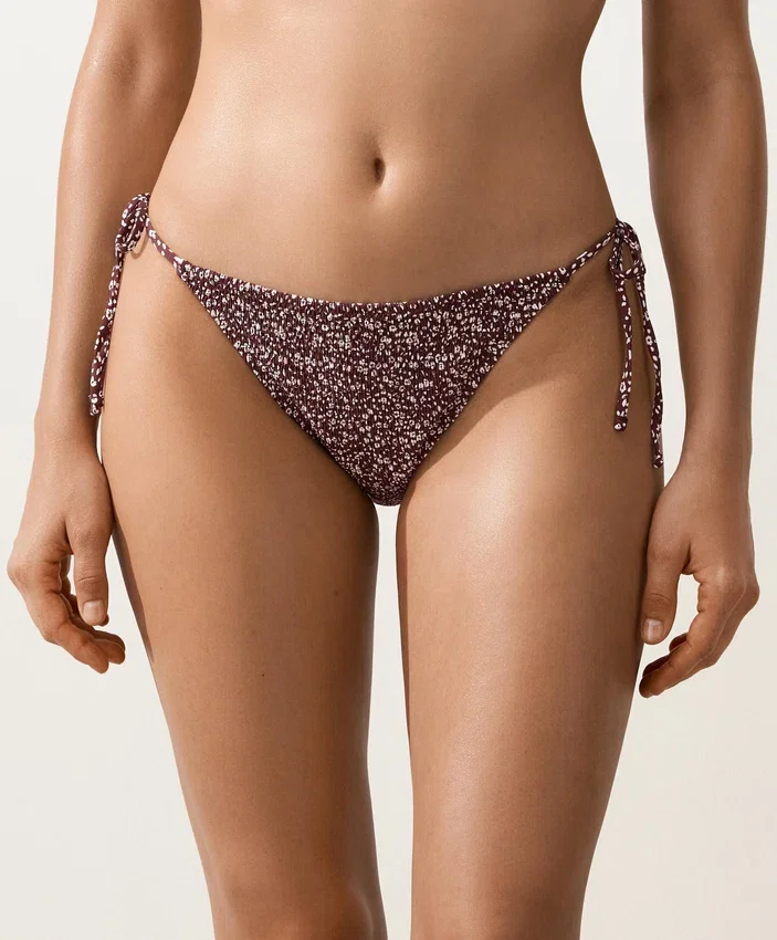 Braguitas de bikini de cobertura media con fruncido y lazo Braguitas de bikini de cobertura media con fruncido y lazo
