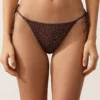 Braguitas de bikini de cobertura media con lazo y estampado de leopardo Braguitas de bikini de cobertura media con lazo y estampado de leopardo