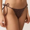 Braguitas de bikini de cobertura media con lazo y estampado de leopardo Braguitas de bikini de cobertura media con lazo y estampado de leopardo