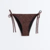 Braguitas de bikini de cobertura media con lazo y estampado de leopardo Braguitas de bikini de cobertura media con lazo y estampado de leopardo