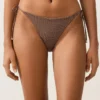 Braguitas de bikini de cobertura media con lazo y estampado de lunares pequeños Braguitas de bikini de cobertura media con lazo y estampado de lunares pequeños