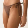 Braguitas de bikini de cobertura media con lazo y estampado de lunares pequeños Braguitas de bikini de cobertura media con lazo y estampado de lunares pequeños