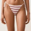 Braguitas de bikini de cobertura media con lazos de croché a rayas Braguitas de bikini de cobertura media con lazos de croché a rayas