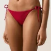 Braguitas de bikini de cobertura media con tejido de gofre y lazos Braguitas de bikini de cobertura media con tejido de gofre y lazos