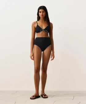 Braguitas de bikini de talle alto con ribete
