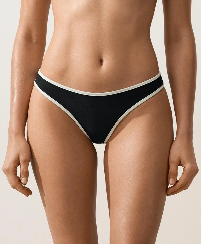 Braguitas de bikini tipo tanga con corte en U y ribete en contraste Braguitas de bikini tipo tanga con corte en U y ribete en contraste