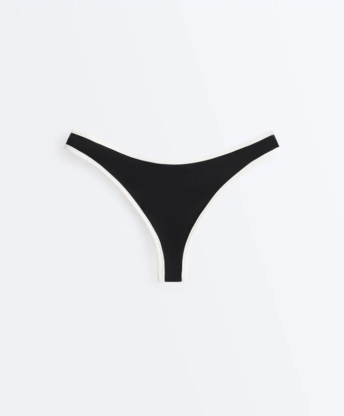 Braguitas de bikini tipo tanga con corte en U y ribete en contraste Braguitas de bikini tipo tanga con corte en U y ribete en contraste