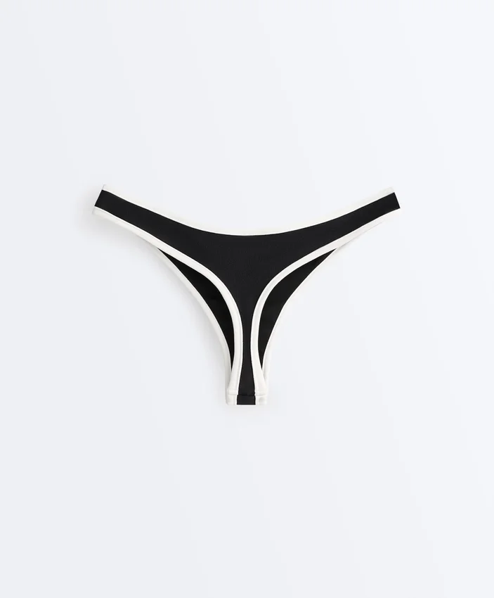 Braguitas de bikini tipo tanga con corte en U y ribete en contraste Braguitas de bikini tipo tanga con corte en U y ribete en contraste