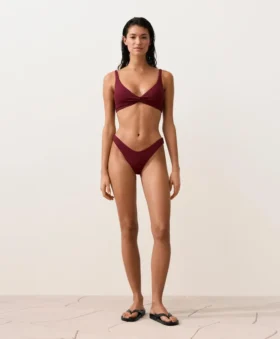 Braguitas de bikinis brasileñas con corte en U y tejido jacquard de cuadros pequeños