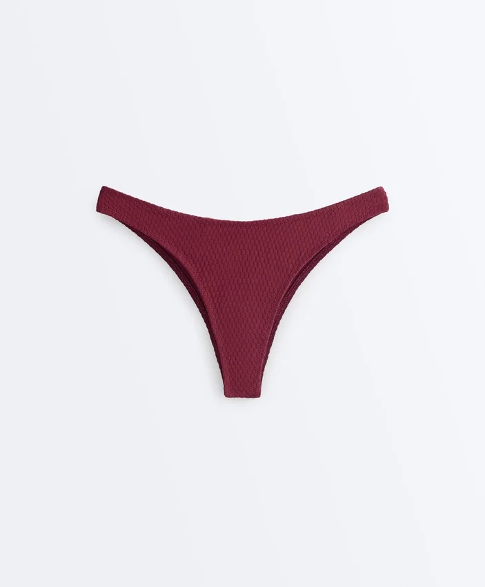 Braguitas de bikinis brasileñas con corte en U y tejido jacquard de cuadros pequeños Braguitas de bikinis brasileñas con corte en U y tejido jacquard de cuadros pequeños