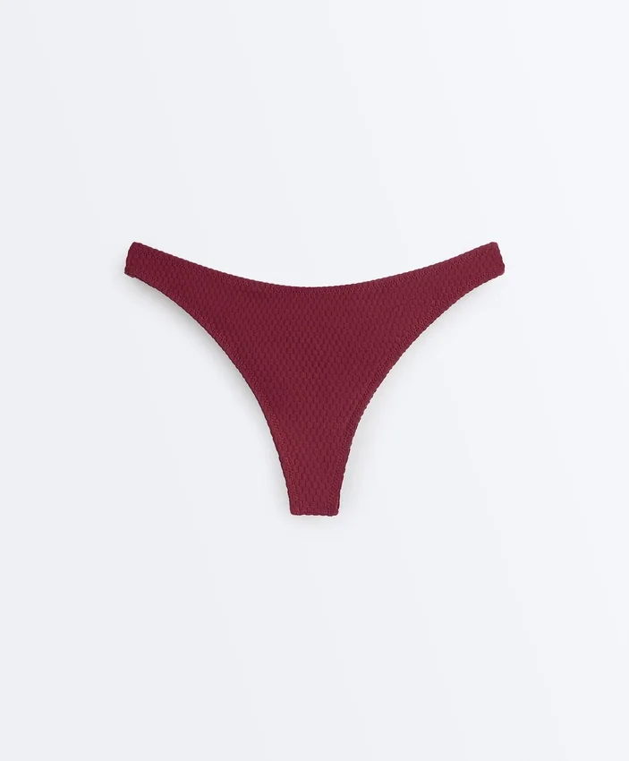 Braguitas de bikinis brasileñas con corte en U y tejido jacquard de cuadros pequeños Braguitas de bikinis brasileñas con corte en U y tejido jacquard de cuadros pequeños