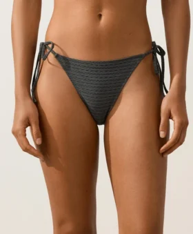 Braguitas de bikinis de cobertura media con lazos en jacquard con efecto lavado