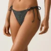 Braguitas de bikinis de cobertura media con lazos en jacquard con efecto lavado Braguitas de bikinis de cobertura media con lazos en jacquard con efecto lavado