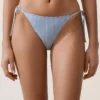 Braguitas de bikinis de cobertura media con rayas texturizadas y lazos Braguitas de bikinis de cobertura media con rayas texturizadas y lazos