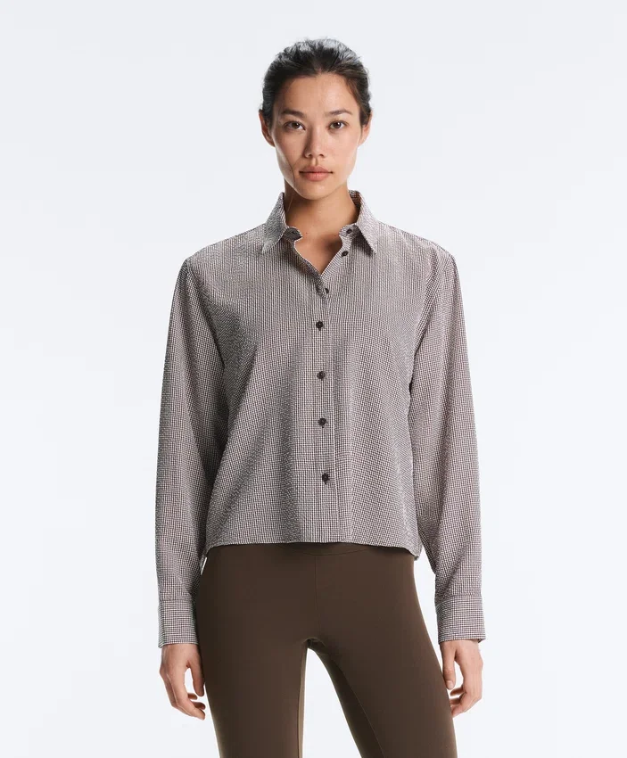 Camisas cortas de mezcla de lyocell con estampado de cuadros vichy Camisas cortas de mezcla de lyocell con estampado de cuadros vichy
