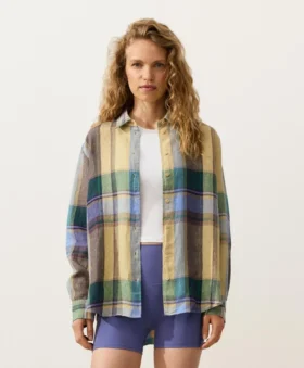Camisas de cuadros de corte regular 100 % lino