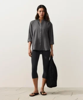 Camisas de cuello alto 100 % lino