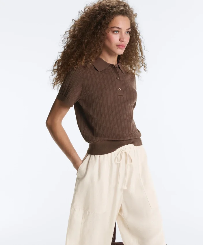 Camisas de manga corta de punto calado Camisas de manga corta de punto calado
