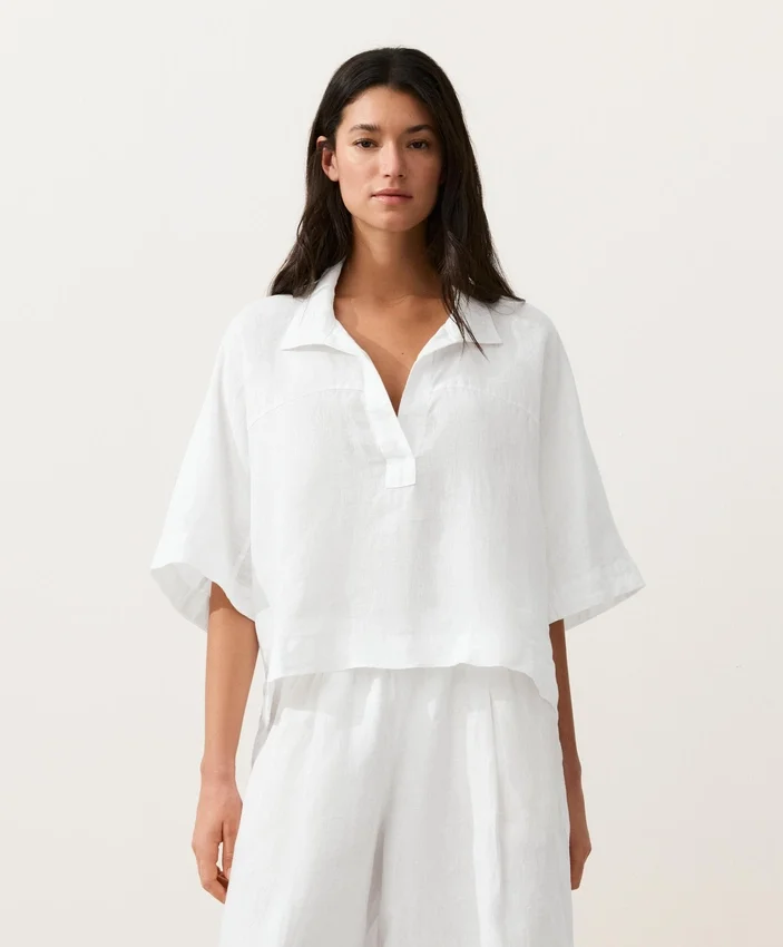 Camisas oversize de manga corta 100 % lino Camisas oversize de manga corta 100 % lino