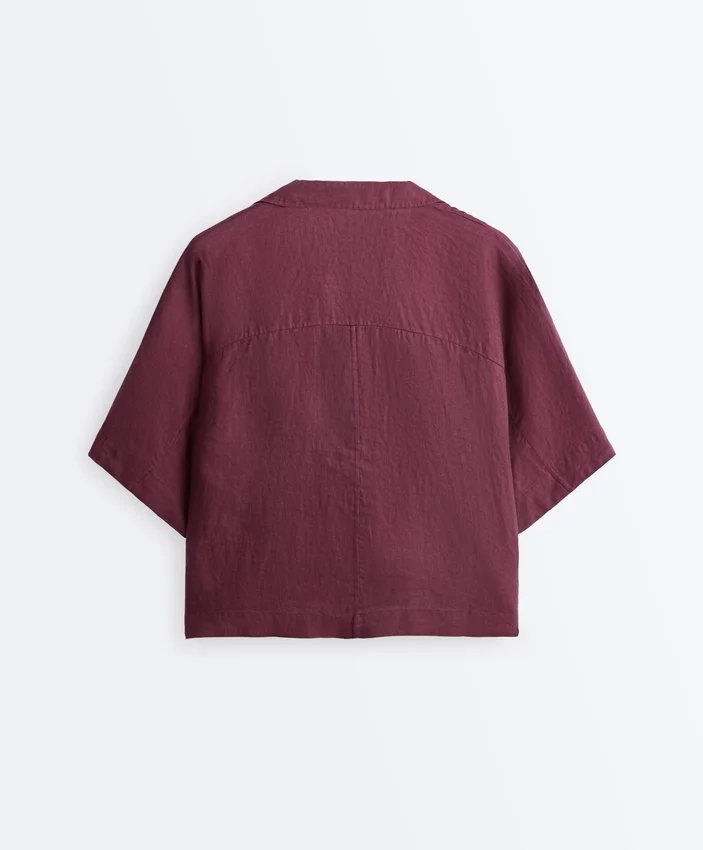 Camisas oversize de manga corta 100 % lino Camisas oversize de manga corta 100 % lino