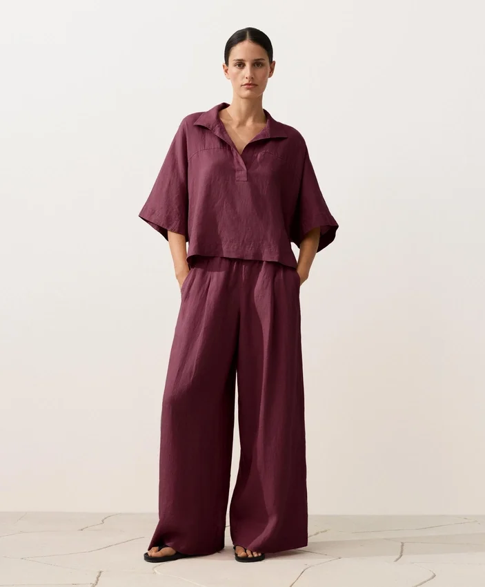 Camisas oversize de manga corta 100 % lino Camisas oversize de manga corta 100 % lino