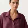 Camisas oversize de manga corta 100 % lino Camisas oversize de manga corta 100 % lino