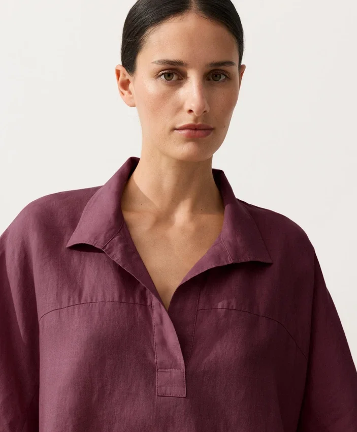 Camisas oversize de manga corta 100 % lino Camisas oversize de manga corta 100 % lino