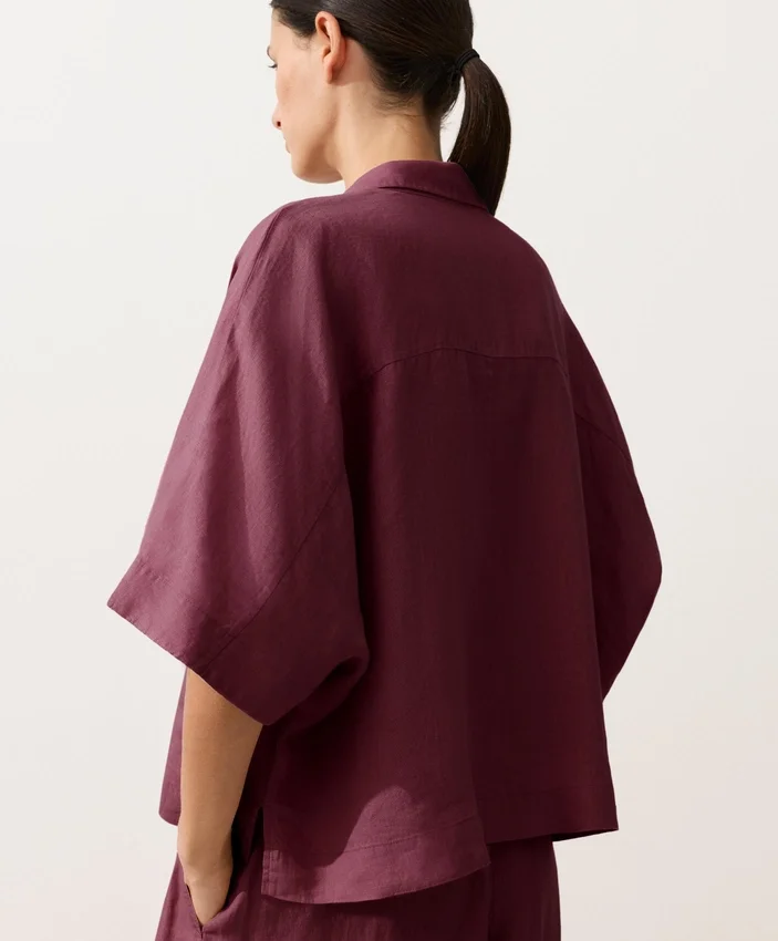 Camisas oversize de manga corta 100 % lino Camisas oversize de manga corta 100 % lino