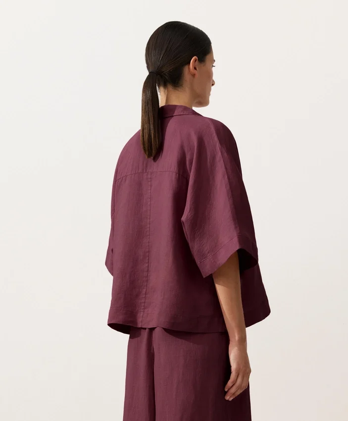 Camisas oversize de manga corta 100 % lino Camisas oversize de manga corta 100 % lino
