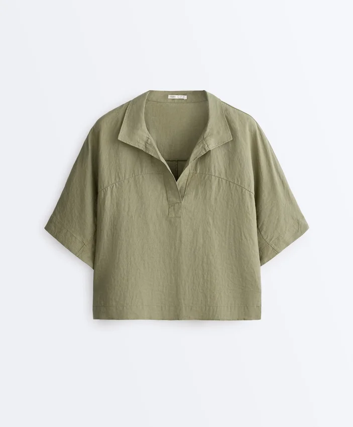Camisas oversize de manga corta 100 % lino Camisas oversize de manga corta 100 % lino