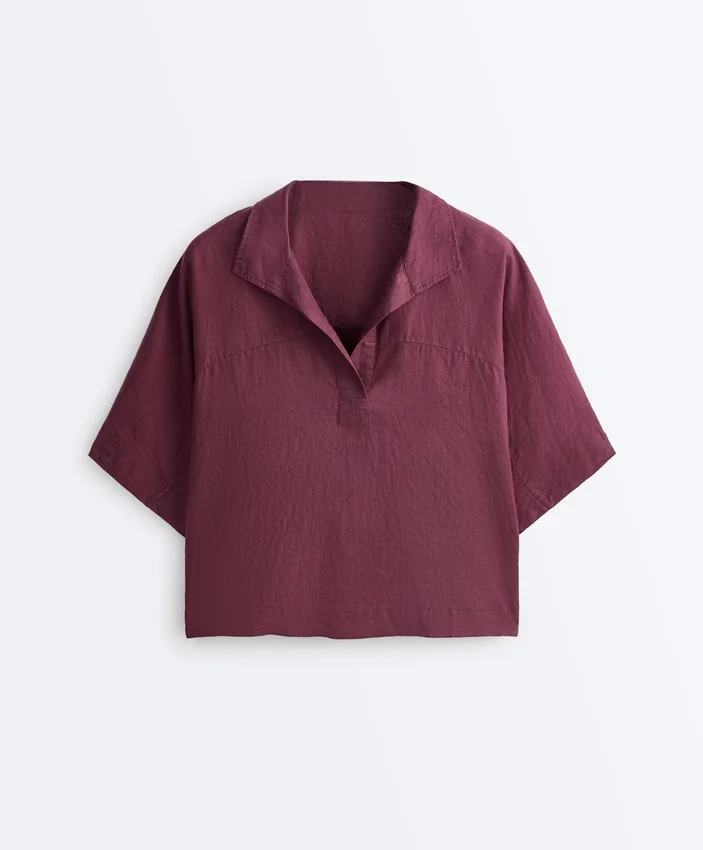 Camisas oversize de manga corta 100 % lino Camisas oversize de manga corta 100 % lino