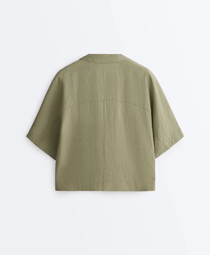 Camisas oversize de manga corta 100 % lino Camisas oversize de manga corta 100 % lino