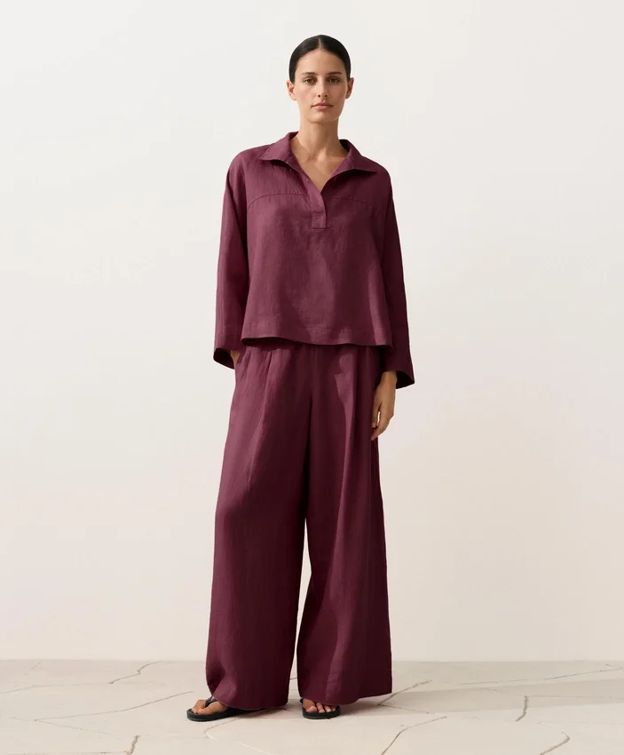 Camisas oversize de manga larga 100 % lino Camisas oversize de manga larga 100 % lino