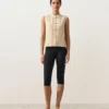 Camisas sin mangas de 100 % lino con cuello alto y botones Camisas sin mangas de 100 % lino con cuello alto y botones