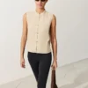 Camisas sin mangas de 100 % lino con cuello alto y botones Camisas sin mangas de 100 % lino con cuello alto y botones