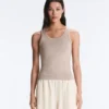 Camiseta ajustada de canalé con tirantes, de algodón y modal