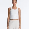 Camiseta ajustada de canalé con tirantes, de algodón y modal Camiseta ajustada de canalé con tirantes, de algodón y modal