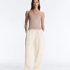 Camiseta ajustada de canalé con tirantes, de algodón y modal