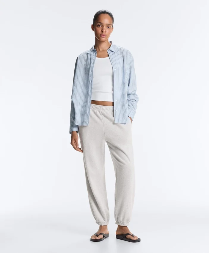 Camiseta ajustada de canalé con tirantes, de algodón y modal Camiseta ajustada de canalé con tirantes, de algodón y modal