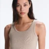 Camiseta ajustada de canalé con tirantes, de algodón y modal