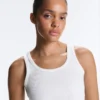 Camiseta ajustada de canalé con tirantes, de algodón y modal Camiseta ajustada de canalé con tirantes, de algodón y modal