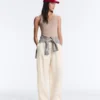 Camiseta ajustada de canalé con tirantes, de algodón y modal