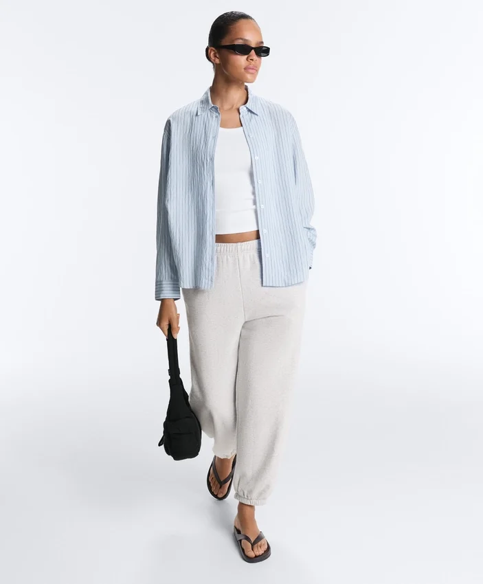 Camiseta ajustada de canalé con tirantes, de algodón y modal Camiseta ajustada de canalé con tirantes, de algodón y modal