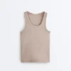 Camiseta ajustada de canalé con tirantes, de algodón y modal